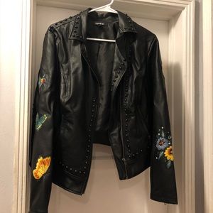 Torrid embroidered studded faux leather jacket